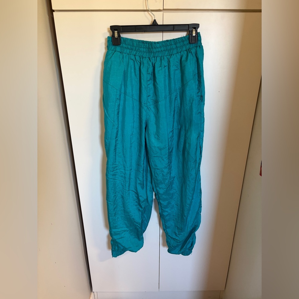 80s Teal Men's Track Joggers Pants Fully Lined Size Medium